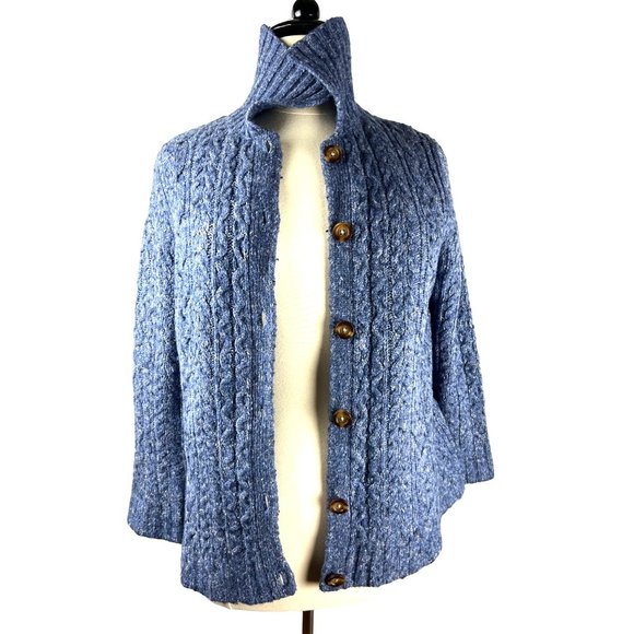 Grandma L.L Bean Cable Knit Wool Blend Button Cardigan, Women's X-Large Regular - Picture 4 of 10